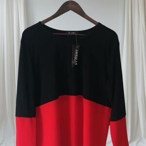 Women's Long Sleeve Black and Red Top